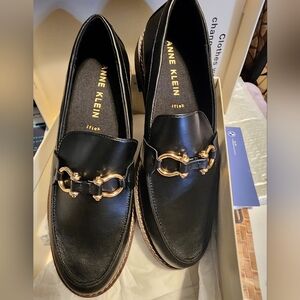 Black leather Anne Klein loafers new in the box9.5